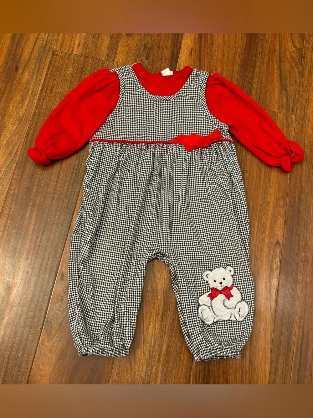 Healthtex Vintage Red Top w/ Attached White/Black Jumpsuit Overalls